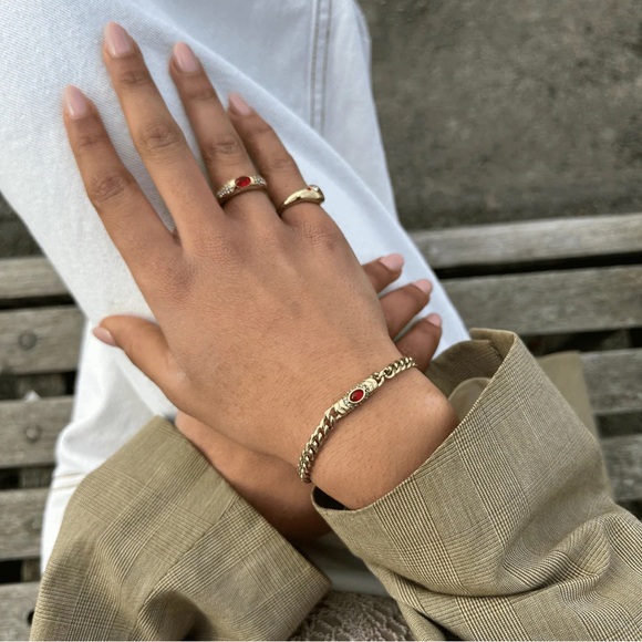 **NIB** Raena Stones (Cadena) Bella Bracelet - Gold/Red - Picture 3 of 10